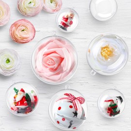 Jenaai 100 Clear Christmas Ornament Clear Plastic Ornaments Decorative Hanging Spheres Christmas Clear Plastic Fillable Ornaments Ball for Home Xmas Party Holiday Valentines Day Wedding Decor, 5 Sizes