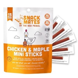 The New Primal Snack Mates Chicken and Maple Mini Sticks 15 Count High Protein Kids Snack