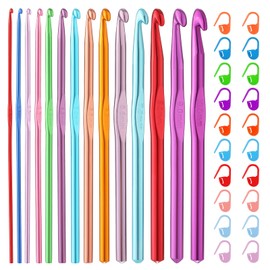 Mayboos 35 PCS Crochet Hooks Set, Coloured Aluminum Ergonomic Handle Crochet Knitting Needles Craft Yarn for Beginners and Experienced Crochet Hook