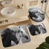 HDESDIS 4Pcs Black White Horse Shower Curtain Set with Rugs,