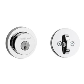Kwikset 158 Milan Deadbolt Lock, Polished Chrome Round Exterior Keyed Front Entry Door, Pick Resistant SmartKey Rekey Security, Single Cylinder Dead Bolt, with Microban Protection