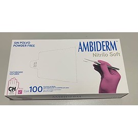 AMBIDERM | Guante de Nitrilo Soft Sin Polvo Caja con 100 Unidades (CH, Rosa)