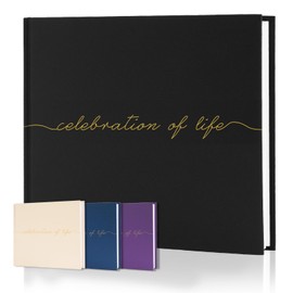 Braveriky Celebration of Life Funeral Guest Book - Twill Guestbook with Memory Table Sign - Hardcover Guest Sign in Book for Funeral Service - 320 Entries, 9"x7.5", Black