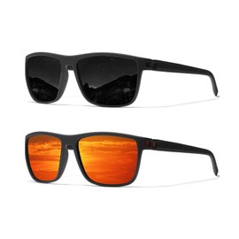 Ninesun Classic Square Sunglasses for Men and Women Lightweight Polarized Drivers Sunglasses with UV Protection A4, black/red