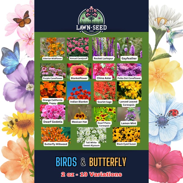 Birds & Butterflies Mix (2oz) - Shade, Perennial, Deer-Resistant, Hummmingbird,