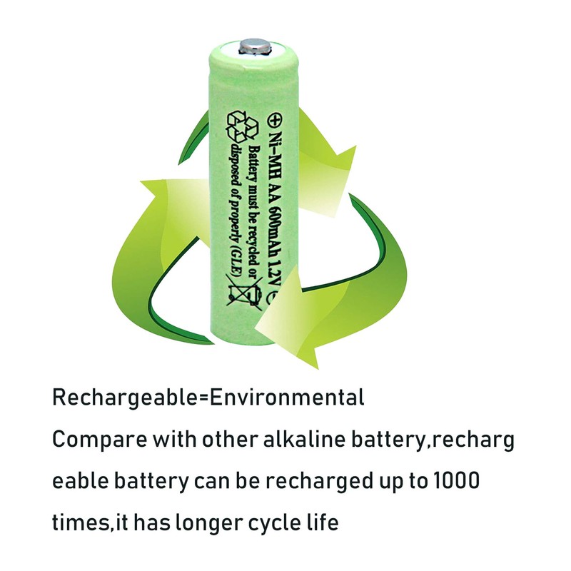 NiMH AA - Pilas recargables (600 mAh, 1,2 V, 12