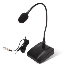 Gooseneck Condenser Microphone, 6.35mm Wired Microphone with Mute Button Desktop Microphone Computer Mic Podium Microphones Desktop Paging Mic Corded Voice Mic for Meetings Lectures Recording