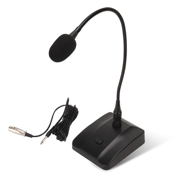Gooseneck Condenser Microphone, 6.35mm Wired Microphone with Mute Button Desktop