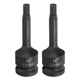 sourcing map 2pcs H7 (7mm) Hex Impact Bit Socket 1/2" Drive Sockets CR-MO Steel Hex Lengthen Screwdriver Socket Adapter for Electric Ratchet Wrenches Fastening Screws