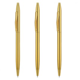 Rwoythk Twist Ballpoint Pens, 3 Pcs Slim Gold Ballpoint Pens,Metallic Retractable Pens Black Ink Gold Pen Metal Pen,for Business Office Students Teachers Wedding Hotel Bank Counter School Supplies