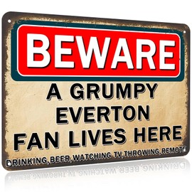 Everton Gifts for Men Champions Metal Signs Gifts for Boys Plaque Funny A Grumpy Everton Fan Lves Here Wall Art Vintage Gift Man Cave Living Room Bars Sign Decorations Gift 20x30 Cm
