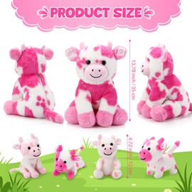 Sumind 5 Pcs Cow Plush Animals Set Mommy Cow Stuffed Animal with 4 Baby Cute Cows in Her Tummy Mommy Cow and Baby Small Plush Cow for Boys Girls(Adorable)