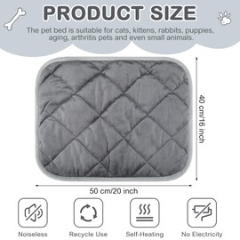 Clysee 8 Pack Self Heating Cat Mat Self Warming Cat Bed Extra Warm Thermal Pet Bed Mat Reflects Body Heat Washable Dog Crate Pad for Indoor Outdoor Pets (Gray,16 x 20 Inch)