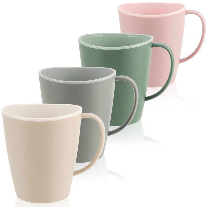 com-four® 4 x Coffee Cups with Handle, 360 ml, Dishwasher-Safe