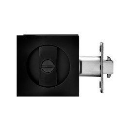 Pocket Door Lock,Privacy Door Hardware Suitable for Bathroom Bedroom etc Recessed 2 Sided, 2 3/8" Backset, Invisible Hardware for 1 3/8” to 2 3/16” Thickness Door (Black-Privacy)