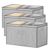 3 Pack 125L Grey Comforter Storage Bags, Clothes Storage Bags,