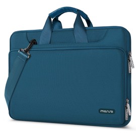 MOSISO 360 Protective Laptop Shoulder Bag Compatible with MacBook Pro 14 inch 2021 M1 Pro/Max A2442,Compatible with MacBook Air/Pro,13-13.3 inch Notebook,Matching Color Sleeve with Belt, Deep Teal
