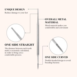 Mudder Mudder 6 Pack Ingrown Toenail Files Double Sided Toenail Lifters One Side Flat and One Side Curved Stainless Steel Manicure Treatment Removal Pedicure Tools for Feet Under Nail Cleaner