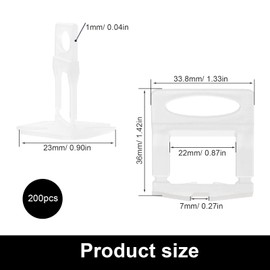 HASLED Pack of 200 Tile Leveling System 3mm - T-type Spacers for Ceramic Tiles (3-12mm Height) - Includes Pull Tabs, Transparent Leveling Clips for Floor & Wall