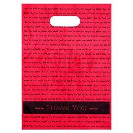 9x12 Red "Thank You" Die Cut Handle Plastic Bags 50/cs - Bags Direct Brand