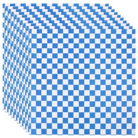 PPhtony 20Pcs Wax Paper Sheets 12x12 inch Checkered Sandwich Deli Wrap Paper Food Basket Liners for Wrapping Bread Picnic Party (12x12, Blue-20pcs)
