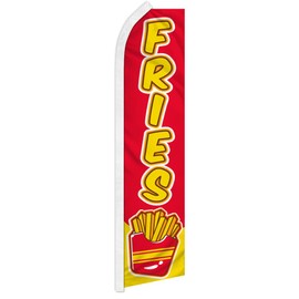 Fries Swooper Feather Advertising Flag - Great for Businesses, Shops, Stores