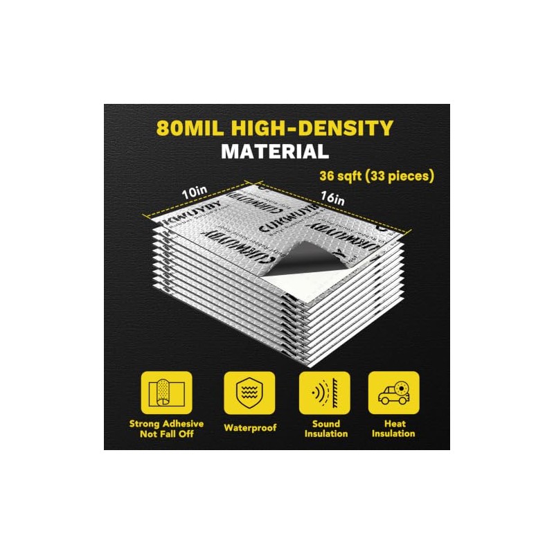 80mil Car Sound Deadening Mat - Noise Insulation & Vibration