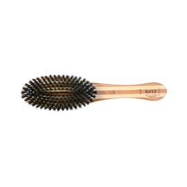 Bass Brushes | Dual Sided Pet Brush | Natural Bristle & Alloy Pin | Bamboo Handle | Full Oval | Striped Finish | Model A22-SB