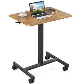 FCJ Adjustable Rolling Laptop Computer Cart for Home Office or Classroom Practical Overbed TableAttribute: White