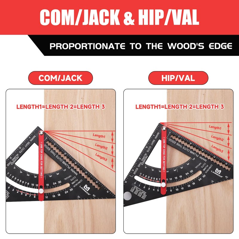 LARMEIL Carpenter Square 7 inch Woodworking Tools Adjustable Rafter Square