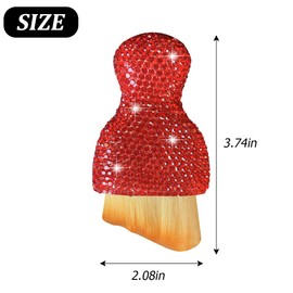 KHGUZ Bling Car Interior Dust Brush, Crystal Rhinestone Soft Auto Detailing Cleaning Brush, Sparkling Diamond Vehicle Dashboard Air Vent Cleaner for Women Girls, Universal for Vehicles (Red)