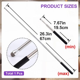 JYvivid 1 Pcs Pointer Stick for Classroom, Stylus Teacher Pointer Stick, Retractable Pointer Stick, Extendable Pointer for Teacher, Coach, Guides (Black - Style2)