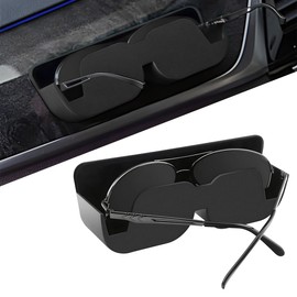 SHMZK Sunglasses Holder for Car Dashboard, Semi-Open Auto Sunglasses Storage Case with Strong Adhesive, Universal Sunglasses Organizer Box for Most Vehicles, Car Accessories (Black)
