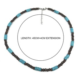 Clyhon Surfer Necklace - Men's Surfer Necklace Wooden Beads - Handmade Beach Jewellery - Waterproof - For Men and Women - For Beach, Surf, Sea, Pool