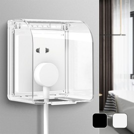 Bathroom No-Drill Waterproof Outlet Cover Square Case 01 Square Outlet C - Black 3ea