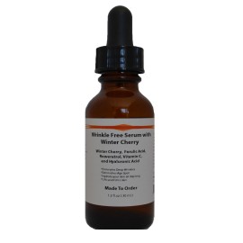 JJ Labs Skin Solutions Wrinkle Free Serum with Winter Cherry, Ferulic Acid, Resveratrol, Vitamin C & HA - Dropper, 2.3 oz