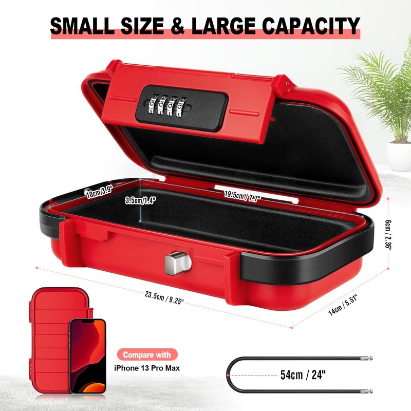 HUANLANG Portable Safe Lock Box, Beach Travel Safe Waterproof Small