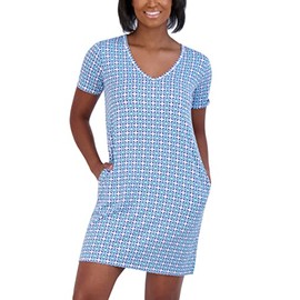 Stella Parker Women's Standard Swimsuit Cover Up Short Sleeve UPF 30+ Sun Protection Bathing Suit Beach Dress, Porto Tile Multi