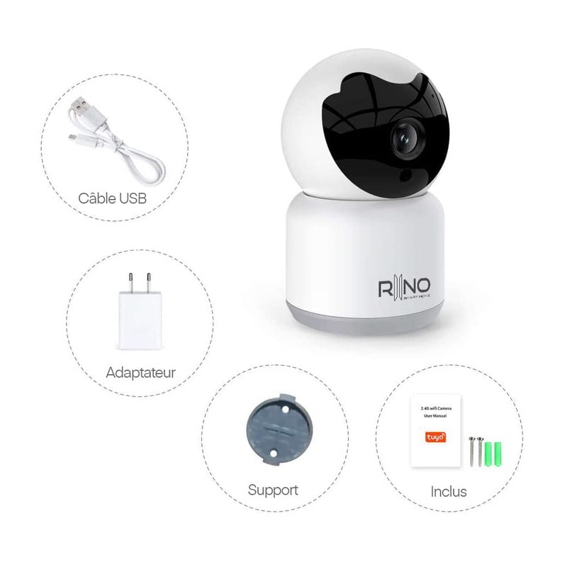 RIINO Indoor WiFi Surveillance Camera, Full HD 2MP, Baby Phone