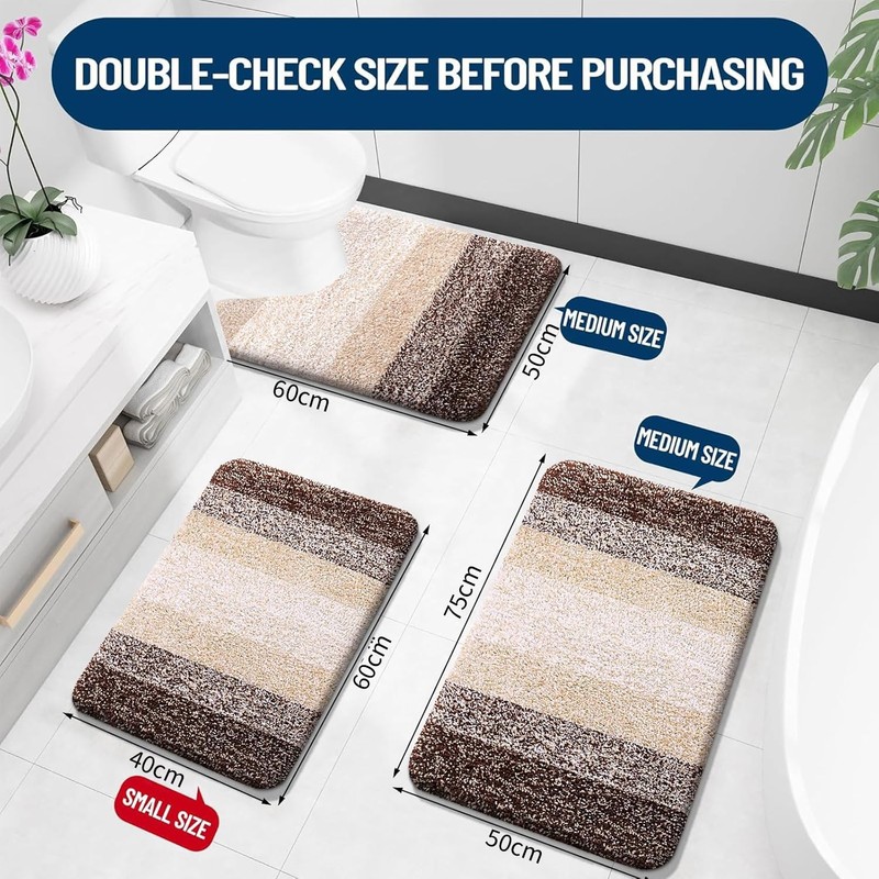 smiry Microfiber Bath Mat, 50 x 75 cm, Non-Slip Super