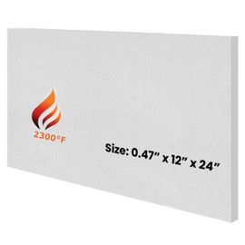 Ceramic Fiber Insulation Board - 0.47" x 12" x 24" - 2300F Rated - Ceramic Fiber Thermal Insulation Board for Wood Stoves, Pizza Ovens, Forges, Kilns, Furnaces, Fireplaces, Baffle Board - Pack of 1