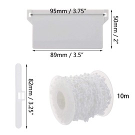 Kit de reparación de accesorios de peso inferior ciego vertical con cadena de 10 m y conector, repuesto de plástico, accesorios de persiana vertical y ganchos superiores (89 mm)