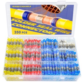 haisstronica 350PCS Solder Seal Wire Connectors Kit, 26-10 Gauge Marine Grade Heat Shrink Waterproof Butt Connectors for Electrical, Stereo, Corrosion and Weatherproof (4 Colors/4 Sizes)