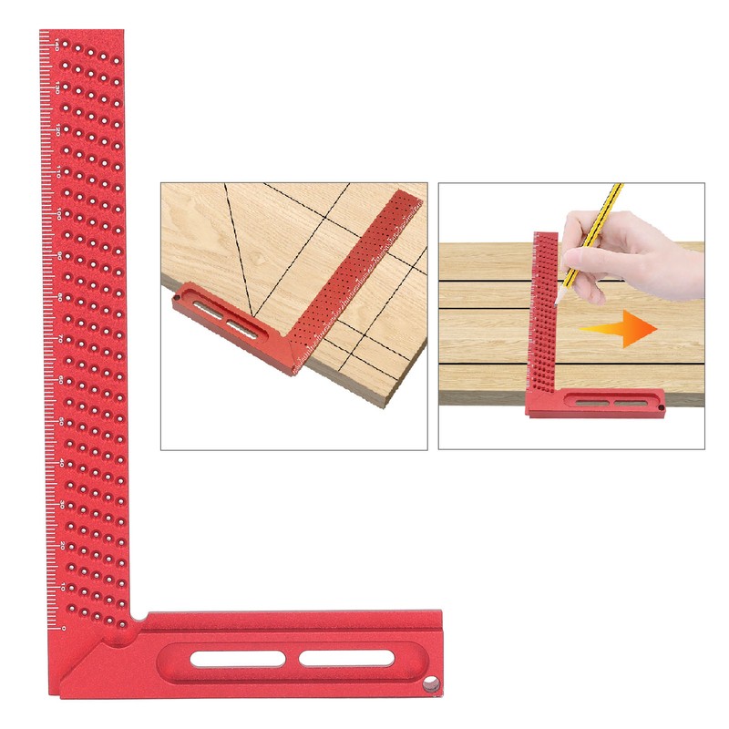 Hole Scribing Ruler Aluminium Alloy Woodworking Right Angle Ruler 45