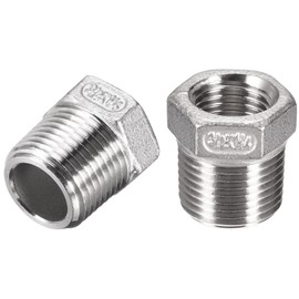 TA-VIGOR 2Pcs Reducer Hex Bushing, 3/8 PT Male to 1/4 PT Female 304 Stainless Steel Reducing Pipe Fitting Adapter for Water Oil Air Pressure Gauge, Pipe Connecting Conversion