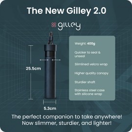 Gilley Improved Easy Compact Windproof Umbrella - 25x5cm | Strong & Wind Resistant with Integrated Drying | Smaller Size, Lightweight & Portable Folding Work & Travel Umbrella for Men & Women | Black