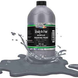 Pouring Masters Silver Dollar Metallic Acrylic Ready to Pour Pouring Paint â Premium 32-Ounce Pre-Mixed Water-Based - for Canvas, Wood, Paper, Crafts, Tile, Rocks and More