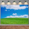 SADFA 7x5ft Natural Backdrops Green Grassland Photograph Backdrop White Clouds