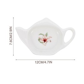 Cabilock Ceramic Tea Bag Holder Teapot Shaped Teabag Holder Dish Spoon Rest Small Tea Bag Tray for Used Tea Bag White