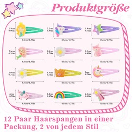 patinadrift 24 Stück Haarspangen Kinder, Einhorn Haarspangen Mädchen Regenbogen Baby Haarspangen Klein Cartoon Clips Kinder Haarschmuck Haar Accessoire für Mädchen Kinder